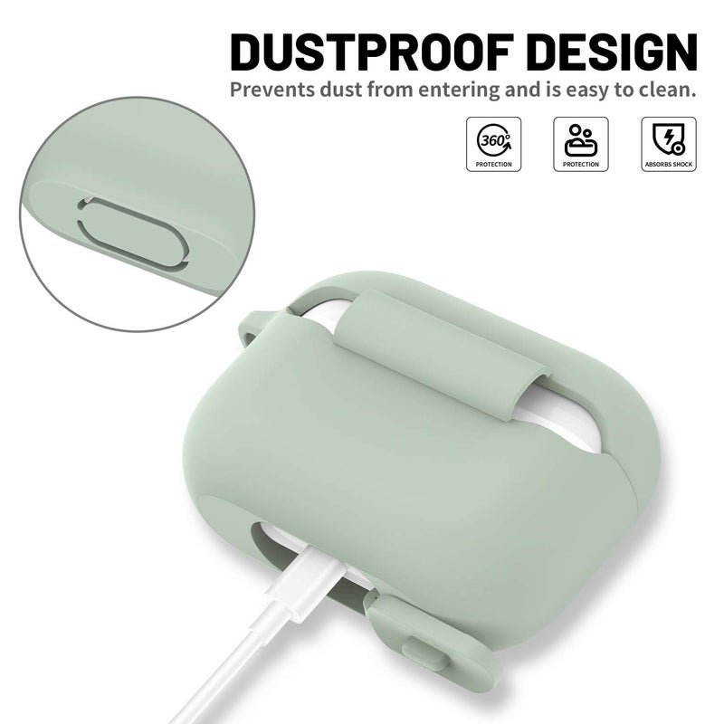 ATUAT for AirPods Pro 1st/2nd Generation Case Cover, Protective Silicone Skin Accessories with Keychain for Women Men for Apple AirPods Pro 2019/2022 Charging Case,Front LED Visible-Fog - Image 4